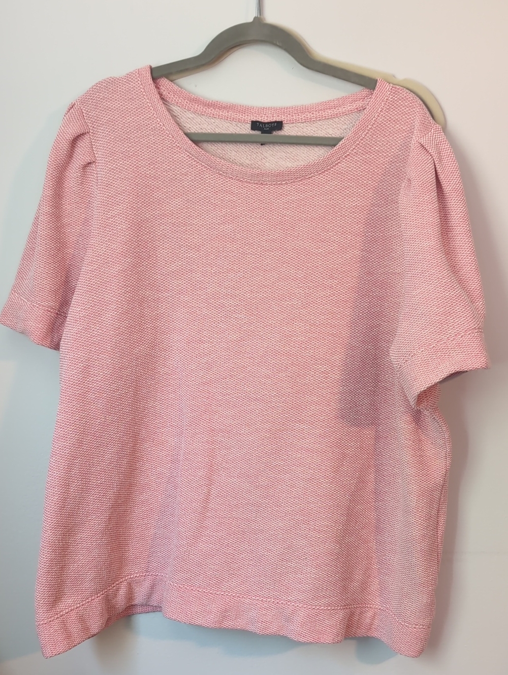 Talbots Light Pink Short-Sleeve Textured Knit Top
